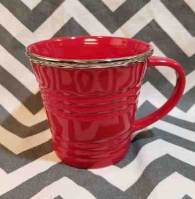 Starbucks Original 2007 Red Bucket Chrome Silver Trim 14 oz Mugs Cups coffee tea - Sold on eBay Nov, 22nd 2018 for $11.95