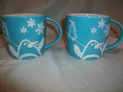2 Starbucks Blue Coffee Mugs Cup Snowflake Penguin Tree 8 Fl oz Holiday 2007 - Sold on eBay Nov, 21st 2018 for $11.99