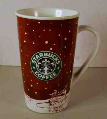Starbucks 2007 Holiday 16 Oz Coffee Mug Latte Ice Skaters Red & White Christmas  - Sold on eBay Nov, 21st 2018 for $8.00