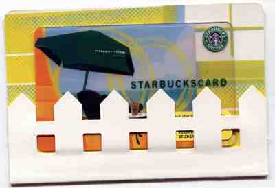 NEW 2007 - Green Beach Umbrella with MINT SLEEVE - NEVER USED Starbucks Card - Sold on eBay Nov, 20th 2018 for $7.25
