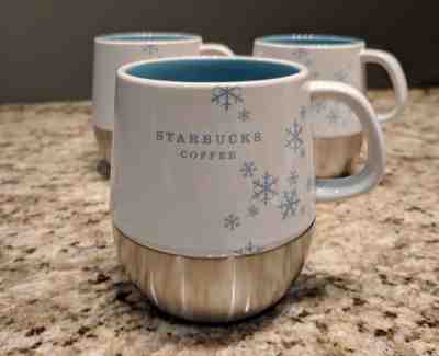 VINTAGE STARBUCKS URBAN HOLIDAY 2007 MUG - Blue, White & Stainless Steel - Sold on eBay Nov, 20th 2018 for $14.99