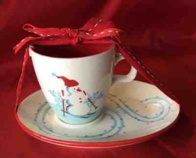 NEW Starbucks Coffee Holiday Espresso Demi Mug Saucer 2007 6 Oz Penguin Snowman - Sold on eBay Nov, 19th 2018 for $19.99