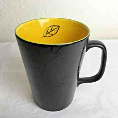 Starbucks 2007 Black Coffee Mug with Leaf Pattern Yellow Inside 13oz - Sold on eBay Nov, 19th 2018 for $5.99