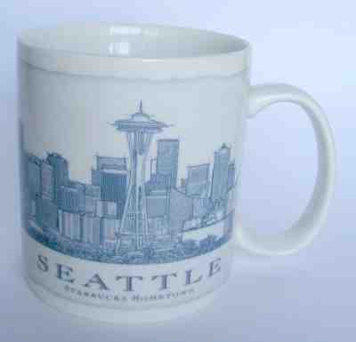Starbucks City SEATTLE HOMETOWN 2007 18 oz Mug Architecture Series Blue Rare HTF - Sold on eBay Nov, 19th 2018 for $10.99