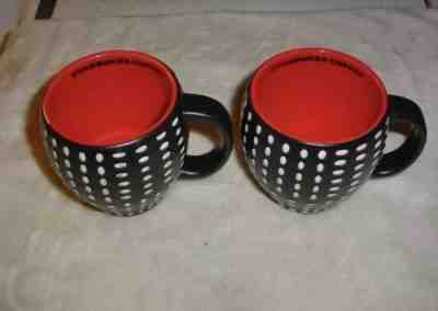 2 2008 Starbucks Coffee Cup/Mugs Black/White Raised Oval Dots Bone China 12oz - Sold on eBay Nov, 21st 2018 for $18.00