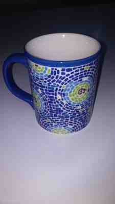 STARBUCKS Shades of Blue/Green MOSAIC TILE CIRCLES 16 oz Coffee Cup MUG 2008 - Sold on eBay Nov, 20th 2018 for $12.99