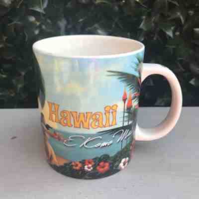 Starbucks Coffee Hawaii Mug Cup 2008 E KOMO MAI "Welcome" Surf Hula Hibiscus  - Sold on eBay Nov, 19th 2018 for $9.99