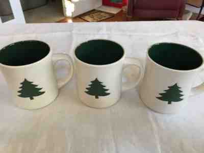 Set of 3 STARBUCKS WHITE WITH GREEN TREE MUGs Christmas Winter NWOT 2008 12oz - Sold on eBay Nov, 19th 2018 for $37.99