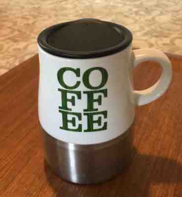 STARBUCKS COFFEE COMPANY 2008 URBAN CERAMIC TRAVEL MUG STAINLESS STEEL BASE LID - Sold on eBay Nov, 19th 2018 for $15.00