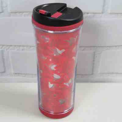 Starbucks 2008 Holiday Turtle Doves Snowflakes Travel Tumbler Red 12 oz - Sold on eBay Nov, 18th 2018 for $8.19