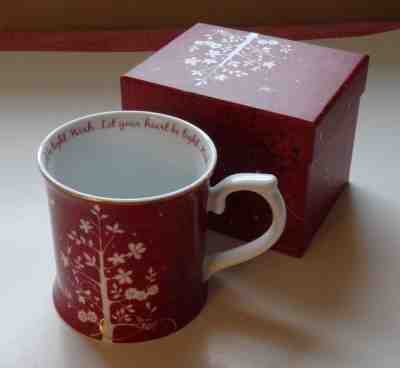 Starbucks Red Christmas Mug "Let Your Heart Be Light" Rosanna Tree Birds 2009 - Sold on eBay Nov, 21st 2018 for $10.50