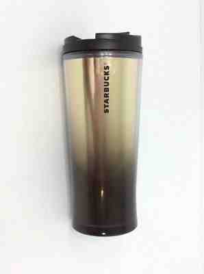 Starbucks Tumbler Travel Cup Black & Metallic Gold Plastic Acrylic 2009 12 oz - Sold on eBay Nov, 19th 2018 for $4.49