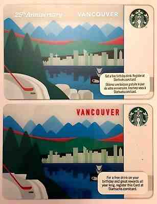 Starbucks Card 2011 25TH ANNIVERSARY & VANCOUVER 2010 NEW - Sold on eBay Nov, 19th 2018 for $26.00