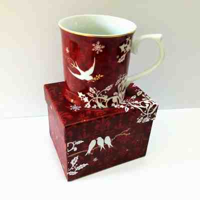 Starbucks Coffee Mug Holiday Christmas 2010 Rosanna Red Gold Trim Dove New w Box - Sold on eBay Nov, 19th 2018 for $14.95