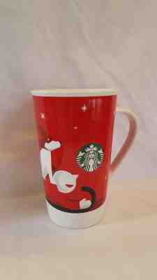 Starbucks Mint 2011 Tall Holiday Red White Cup Dog Sled Snow Mug 16 OZ  New Bone - Sold on eBay Nov, 23rd 2018 for $10.00