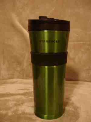 16oz STARBUCKS 2011 METALLIC GREEN Stainless Steel Travel Mug screw on flip top - Sold on eBay Nov, 19th 2018 for $16.50