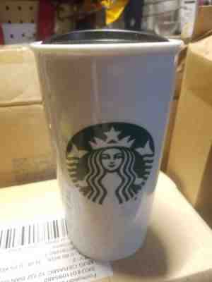 Starbucks Ceramic Coffee Tea Tumbler 12oz Cup 2011 White With Green Mermaid Logo - Sold on eBay Nov, 18th 2018 for $7.90