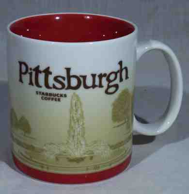 PITTSBURGH STARBUCKS COFFEE MUG 2012 RED BEIGE SKYLINE 16 FL OX/473ML - Sold on eBay Nov, 22nd 2018 for $12.72