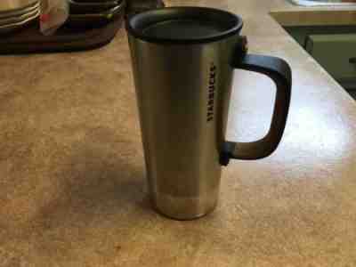 STARBUCKS 2012 Stainless 12 oz Travel Mug w/ Lid & Cork Bottom & Handle - Sold on eBay Nov, 19th 2018 for $4.99