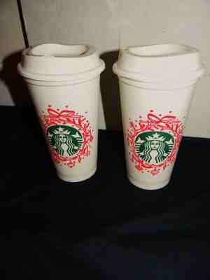 2 STARBUCKS 2012 Christmas Travel Cups Reusable Siren 16 OZ w/lids brand new - Sold on eBay Nov, 19th 2018 for $11.50