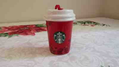 STARBUCKS 2013 RED CUP ORNAMENT WITH LEAF DESIGN – NICE! - Sold on eBay Nov, 21st 2018 for $3.50
