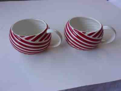 2013 Starbucks stackable 12 oz. peppermint candy cane mugs, lot of 2 - Sold on eBay Nov, 19th 2018 for $10.00