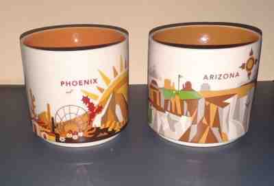 Starbucks You Are Here Coffee Mugs Phoenix 2015 Arizona 2013 Set of 2 14 oz Cups - Sold on eBay Nov, 19th 2018 for $25.00