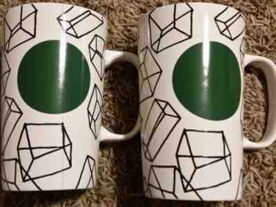 New 2 Starbucks Coffee Mug/mugs  2014 Green Dot Collection 16 oz Ceramic Cup  - Sold on eBay Nov, 23rd 2018 for $25.99