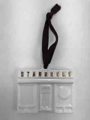 STARBUCKS Christmas Holiday Ornament 2014 Storefront 1912 White Gold Pike Place - Sold on eBay Nov, 22nd 2018 for $15.00