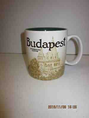 BUDAPEST STARBUCKS GLOBAL ICON COFFEE MUG 2014 THAILAND GREEN CERAMIC 16oz RARE - Sold on eBay Nov, 21st 2018 for $17.95