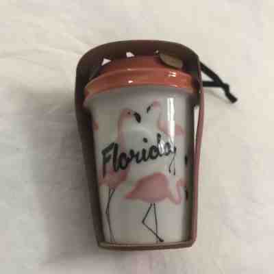 2015 Starbucks Florida Pink Flamingo Tumbler Mug Cup Christmas Tree Ornament - Sold on eBay Nov, 23rd 2018 for $19.99