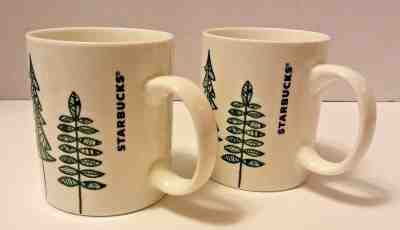 Starbucks 2015 Holiday Christmas Green & White Pine Trees Coffee Cocoa Mug Cup - Sold on eBay Nov, 23rd 2018 for $8.00