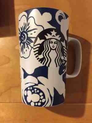 Starbucks 16oz Coffee Mug - Blue & White Flowers - 2015 - Never Used - Sold on eBay Nov, 23rd 2018 for $14.00