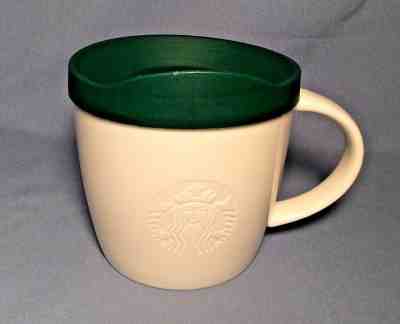 STARBUCKS 2015 14 Oz Travel Mug Cup White W/ Green Tervis Lid - Sold on eBay Nov, 21st 2018 for $8.05
