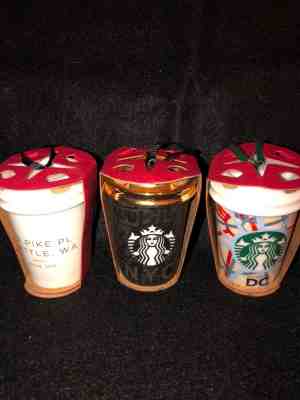 3 X Starbucks Ornament Lot 2015 Christmas NY/DC/Pike Place Brand New!! - Sold on eBay Nov, 21st 2018 for $21.00