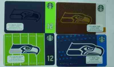 4 - STARBUCKS SEATTLE SEAHAWKS LOGO CARDS  2015 2016 2017 2018 MINT NO VALUE - Sold on eBay Nov, 20th 2018 for $6.99