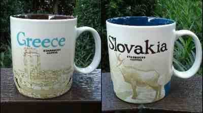 2 Original Starbucks City Mugs 16 oz GREECE & SLOVAKIA Series 2016-2017 - Sold on eBay Nov, 22nd 2018 for $40.00