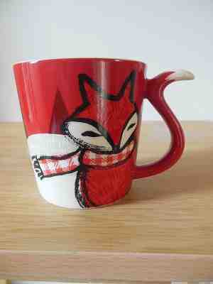 Starbucks 2016 Christmas Red Fox Coffee Mug Cup Tail Handle Holiday 8 oz - Sold on eBay Nov, 21st 2018 for $29.99