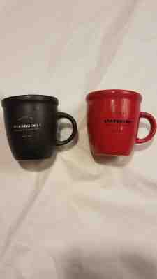 Set of 2 Starbucks Mini Expresso Demi Cups 3 Oz Abbey Red Black Christmas 2016 - Sold on eBay Nov, 21st 2018 for $15.00