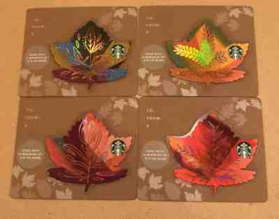 4 NEW STARBUCKS FALL 2017 DIE CUT LEAVES GIFT CARDS + 1 Fall Card 2017 - Sold on eBay Nov, 23rd 2018 for $4.58