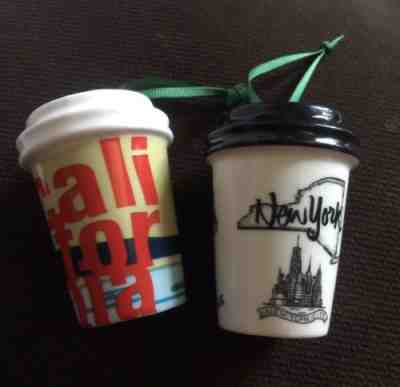 Starbucks Ornaments New York & California Set NY & CA 2017 NEW - Sold on eBay Nov, 22nd 2018 for $29.99