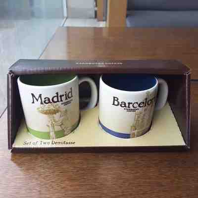 2 Demitasse Starbucks City Mugs 3 oz MADRID & BACELONA Series 2017 SPAIN - Sold on eBay Nov, 22nd 2018 for $34.00