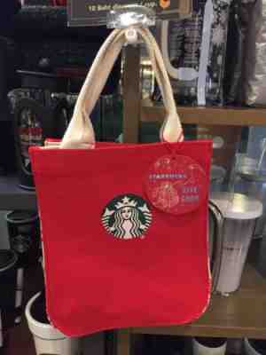 Starbucks 2017 Siren Logo Christmas Red Tote Bag / Handbag - THAILAND - No Card - Sold on eBay Nov, 22nd 2018 for $19.99