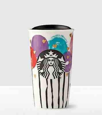 STARBUCKS NEW 2017 Valentines Balloons Double Wall Traveler 10oz Ceramic - Sold on eBay Nov, 20th 2018 for $23.99