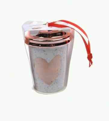 Starbucks Official 2017 Christmas Holiday Rose Gold Heart Ceramic Cup Ornament - Sold on eBay Nov, 20th 2018 for $14.99