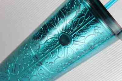Starbucks Teal Embossed Flowers Reusable Venti Acrylic Cold Cup Tumbler 2017  - Sold on eBay Nov, 19th 2018 for $59.99