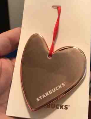 NEW Starbucks 2017 Christmas Tree Ceramic Ornaments Rose Gold Heart - Sold on eBay Nov, 18th 2018 for $5.00