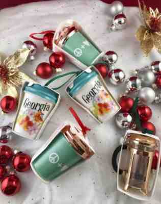 Starbucks Ceramic Ornaments Georgia/ Peace + Love/ Coffee Press 2017 NWT - Sold on eBay Nov, 18th 2018 for $7.99