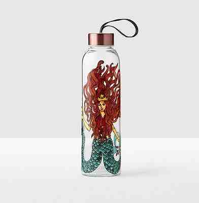 NEW Starbucks 2017 Red Siren Glass Water Bottle - New Anniversary  - Sold on eBay Nov, 18th 2018 for $27.50