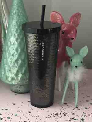 Starbucks Black Sequin Double Wall Acrylic Cold Cup Tumbler 24 Oz 2018 Holiday - Sold on eBay Nov, 23rd 2018 for $34.71